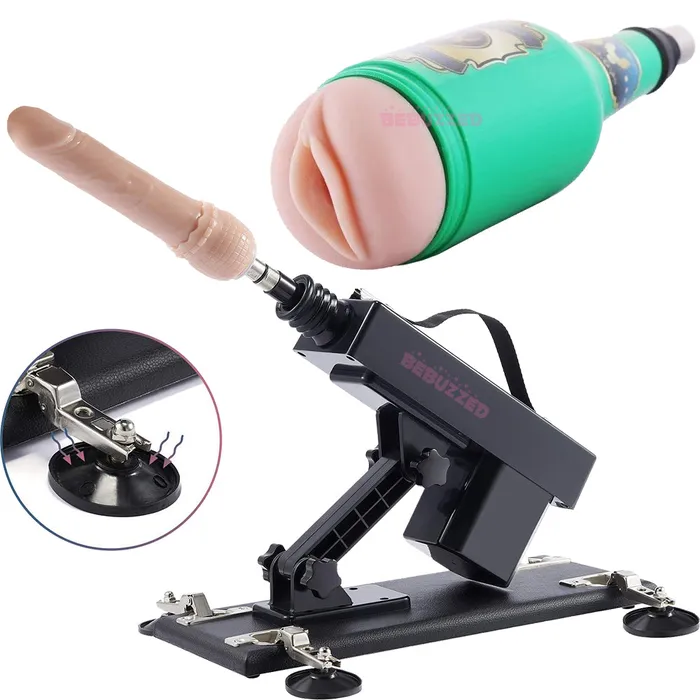 Automatic THRUSTING Sex Machine Telescopic 3XLR Dildo Male Masturbator Vibrator | BeBuZZed Female Sex Toys