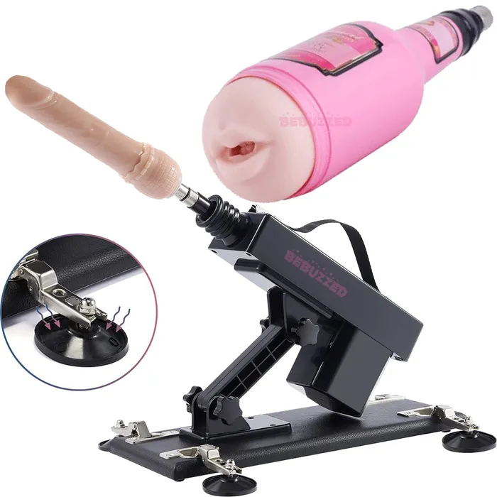 Automatic THRUSTING Sex Machine Telescopic 3XLR Dildo Male Masturbator Vibrator | BeBuZZed Female Sex Toys