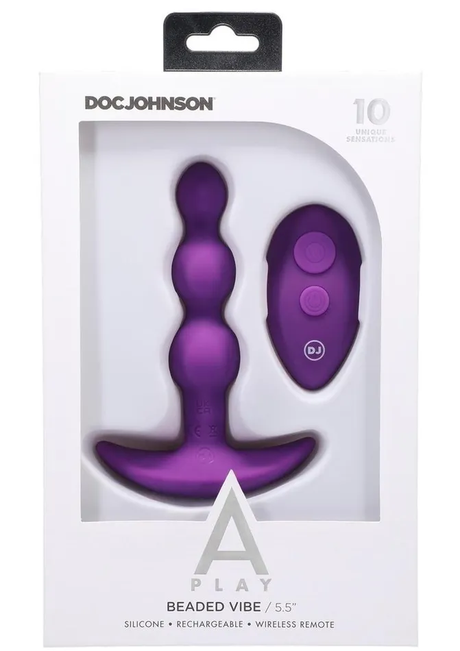 A-Play Male Sex Toys | A-Play Shaker Rechargeable Silicone Beaded Anal Plug with Remote Control