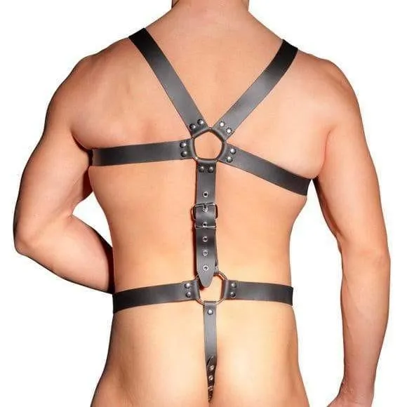 Male Sex Toys | Zado Mens Leather Adjustable Harness With Cock Ring