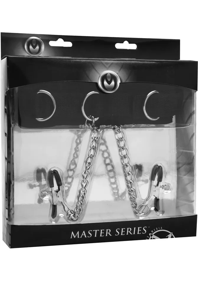 Master Series Submission Collar and Nipple Clamp Union | Master Series Male Sex Toys