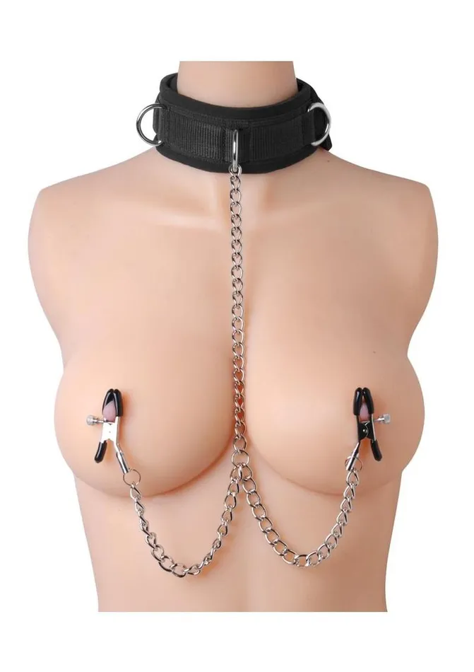 Master Series Submission Collar and Nipple Clamp Union | Master Series Male Sex Toys