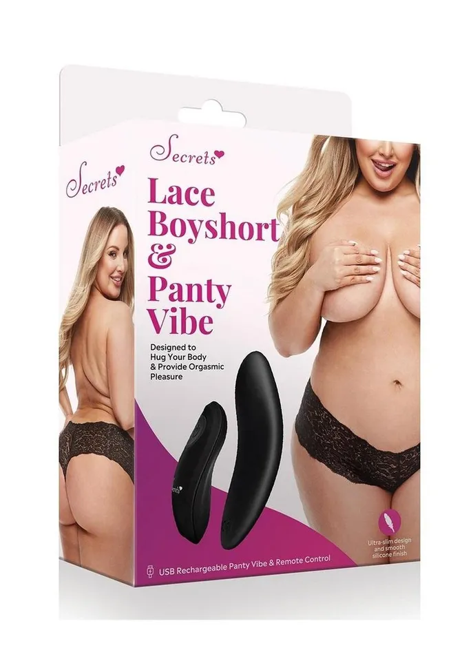 Secrets Female Sex Toys | Secrets Lace Boyshort and Rechargeable Remote Control Panty Vibe